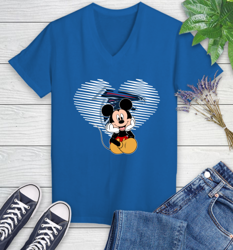 NFL Atlanta Falcons The Heart Mickey Mouse Disney Football T Shirt_000 Women's V-Neck T-Shirt 10