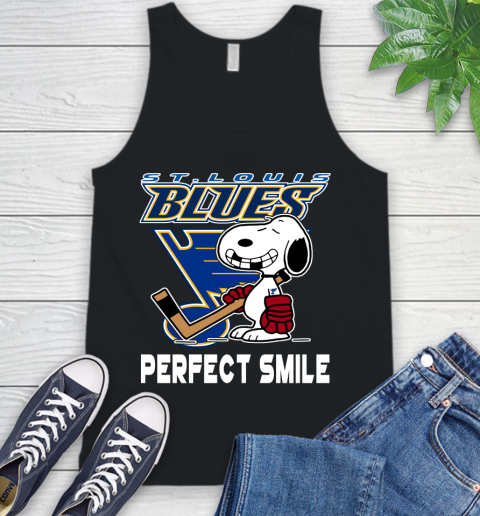 NHL St.Louis Blues Snoopy Perfect Smile The Peanuts Movie Hockey T Shirt Tank Top