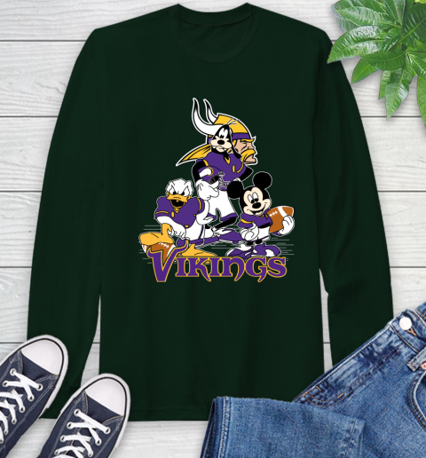 NFL Minnesota Vikings Mickey Mouse Donald Duck Goofy Football Shirt Long Sleeve T-Shirt 7