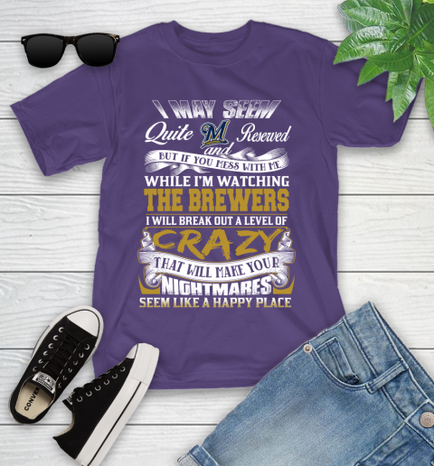 Milwaukee Brewers MLB Baseball Don't Mess With Me While I'm Watching My Team Youth T-Shirt 3