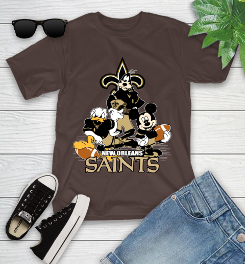 NFL New Orleans Saints Mickey Mouse Donald Duck Goofy Football Shirt Youth T-Shirt 7