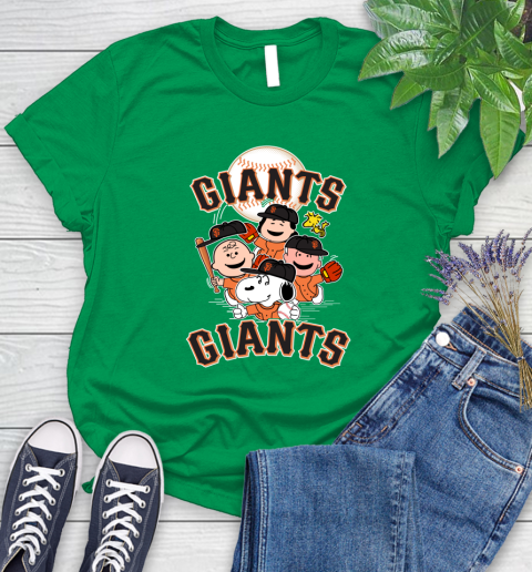 MLB San Francisco Giants Snoopy Charlie Brown Woodstock The Peanuts Movie Baseball T Shirt_000 Women's T-Shirt 9