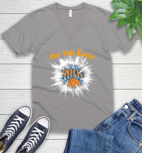 New York Knicks NBA Basketball Rip Sports V-Neck T-Shirt 3