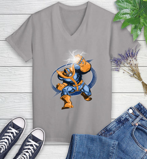 Tampa Bay Lightning NHL Hockey Thanos Avengers Infinity War Marvel Women's V-Neck T-Shirt 4