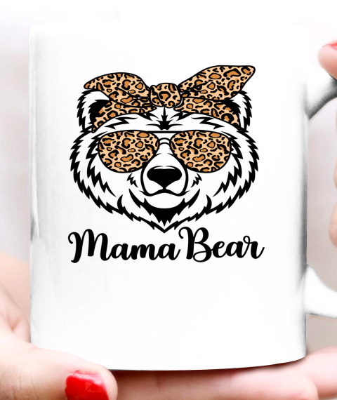 Leopard Mama Bear With Sunglasses Bandana Momma Mothers Ceramic Mug 11oz