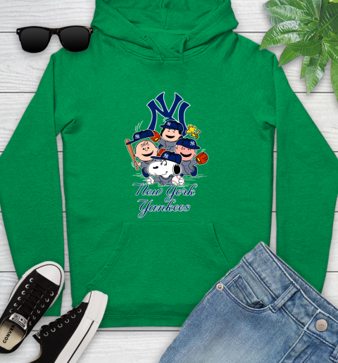 MLB New York Yankees Snoopy Charlie Brown Woodstock The Peanuts Movie Baseball T Shirt_000 Youth Hoodie 9
