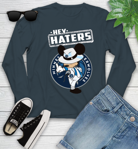 NBA Hey Haters Mickey Basketball Sports Minnesota Timberwolves Youth Long Sleeve 9