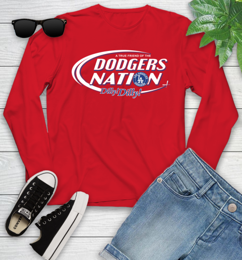 MLB A True Friend Of The Los Angeles Dodgers Dilly Dilly Baseball Sports Youth Long Sleeve 11