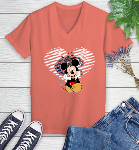 NHL Vancouver Canucks The Heart Mickey Mouse Disney Hockey Women's V-Neck T-Shirt 6