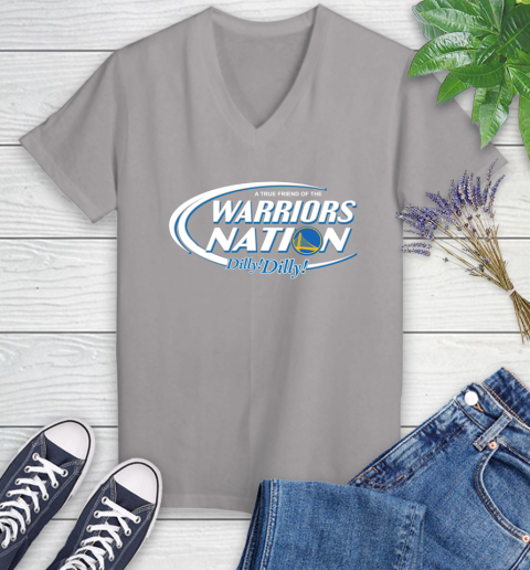 NBA A True Friend Of The Golden State Warriors Dilly Dilly Basketball Sports Women's V-Neck T-Shirt 4