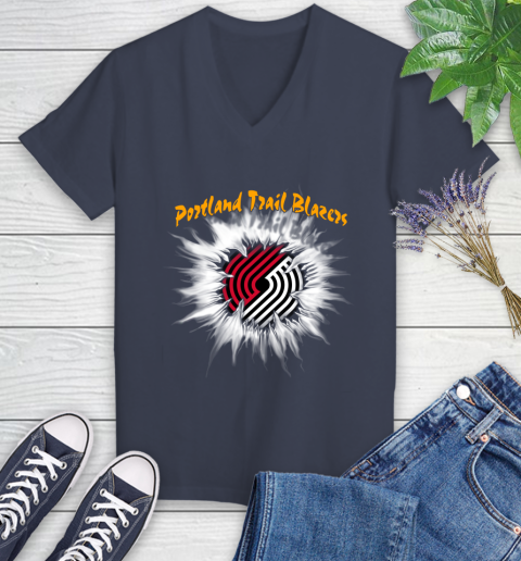 Portland Trail Blazers NBA Basketball Rip Sports Women's V-Neck T-Shirt 12