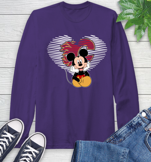 NHL Calgary Flames The Heart Mickey Mouse Disney Hockey Long Sleeve T-Shirt 5