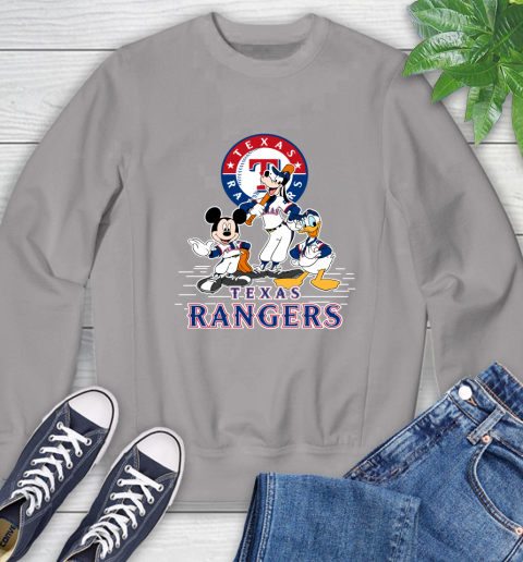 MLB Texas Rangers Mickey Mouse Donald Duck Goofy Baseball T Shirt Sweatshirt 5