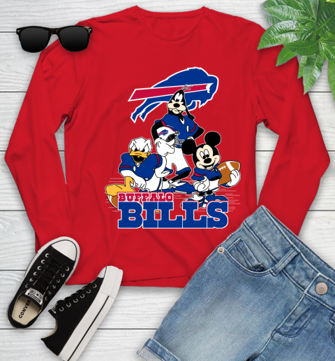 NFL Buffalo Bills Mickey Mouse Donald Duck Goofy Football Shirt Youth Long Sleeve 11