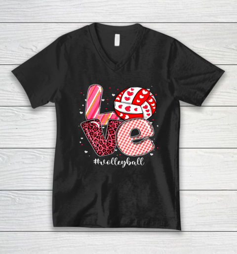 Funny Valentine Volleyball Player Sport Lovers Family Outfit V-Neck T-Shirt