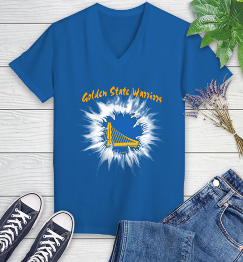 Golden State Warriors NBA Basketball Rip Sports Women's V-Neck T-Shirt 10