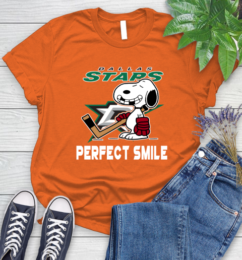 NHL Dallas Stars Snoopy Perfect Smile The Peanuts Movie Hockey T Shirt Women's T-Shirt 3