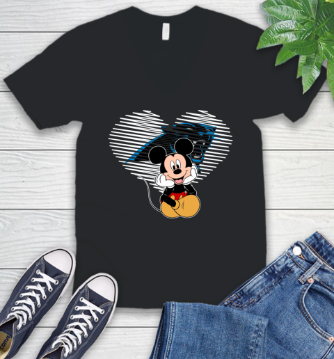 NFL Carolina Panthers The Heart Mickey Mouse Disney Football T Shirt_000 V-Neck T-Shirt