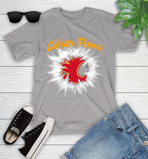 Calgary Flames NHL Hockey Adoring Fan Rip Sports Youth T-Shirt 4