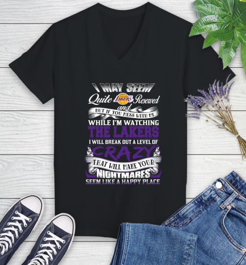 Los Angeles Lakers NBA Basketball Don't Mess With Me While I'm Watching My Team Women's V-Neck T-Shirt