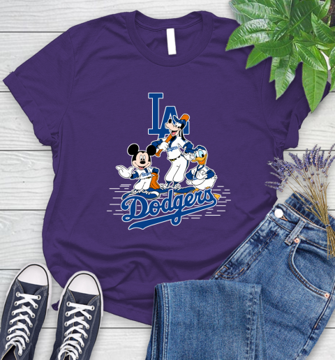 MLB Los Angeles Dodgers Mickey Mouse Donald Duck Goofy Baseball T Shirt Women's T-Shirt 4