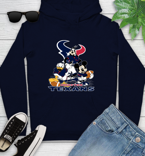 NFL Houston Texans Mickey Mouse Donald Duck Goofy Football Shirt Youth Hoodie 3