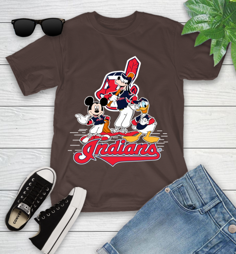 MLB Cleveland Indians Mickey Mouse Donald Duck Goofy Baseball T Shirt Youth T-Shirt 7