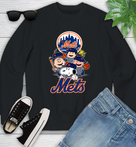 MLB New York Mets Snoopy Charlie Brown Woodstock The Peanuts Movie Baseball T Shirt Youth Sweatshirt