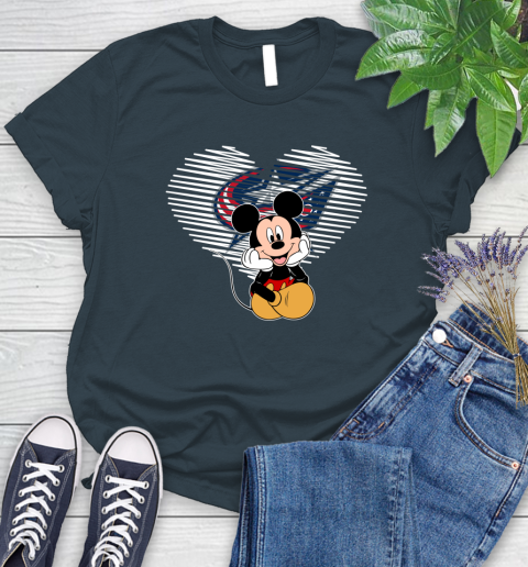 NHL Columbus Blue Jackets Carolina Hurricanes The Heart Mickey Mouse Disney Hockey Women's T-Shirt 11