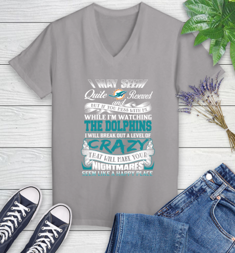 Miami Dolphins NFL Football Don't Mess With Me While I'm Watching My Team Women's V-Neck T-Shirt 4