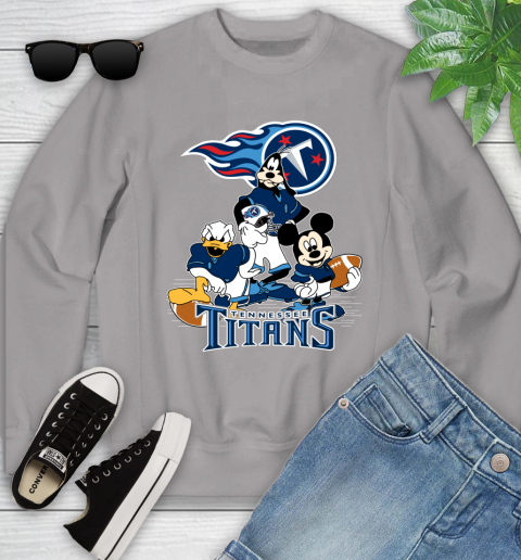 NFL Tennessee Titans Mickey Mouse Donald Duck Goofy Football Shirt Youth Sweatshirt 3