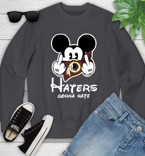 NFL Washington Redskins Haters Gonna Hate Mickey Mouse Disney Football T Shirt Youth Sweatshirt 5