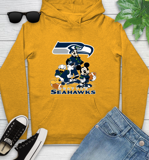 NFL Seattle Seahawks Mickey Mouse Donald Duck Goofy Football Shirt Youth Hoodie 2