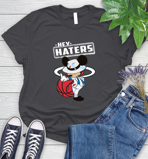 NBA Hey Haters Mickey Basketball Sports Miami Heat Women's T-Shirt 8
