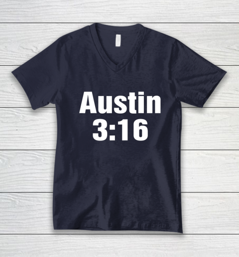 Austin 3 16 Shirt Stone Cold Steve Austin WWE (Print on font and back) V-Neck T-Shirt 2