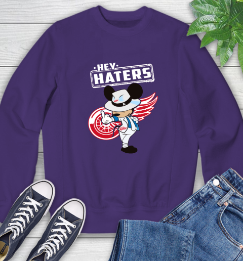 NHL Hey Haters Mickey Hockey Sports Detroit Red Wings Sweatshirt 4