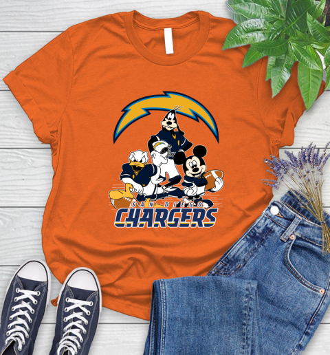 NFL San Diego Chargers Mickey Mouse Donald Duck Goofy Football Shirt Women's T-Shirt 3