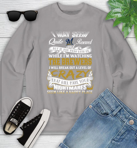 Milwaukee Brewers MLB Baseball Don't Mess With Me While I'm Watching My Team Youth Sweatshirt 3