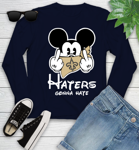 NFL New Orleans Saints Haters Gonna Hate Mickey Mouse Disney Football T Shirt Youth Long Sleeve 2