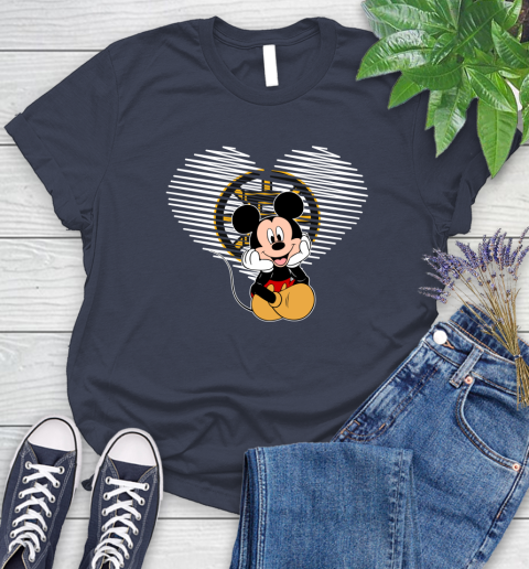 NHL Boston Bruins The Heart Mickey Mouse Disney Hockey Women's T-Shirt 14