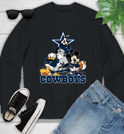 NFL Dallas Cowboys Mickey Mouse Donald Duck Goofy Football Shirt Youth Sweatshirt