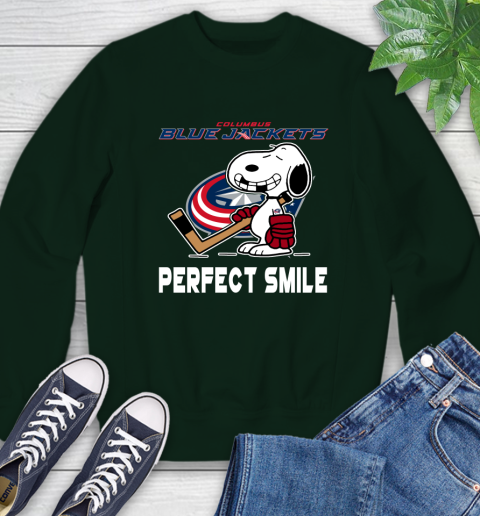 NHL Columbus Blue Jackets Snoopy Perfect Smile The Peanuts Movie Hockey T Shirt Sweatshirt 12