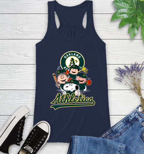 MLB Oakland Athletics Snoopy Charlie Brown Woodstock The Peanuts Movie Baseball T Shirt_000 Racerback Tank 9