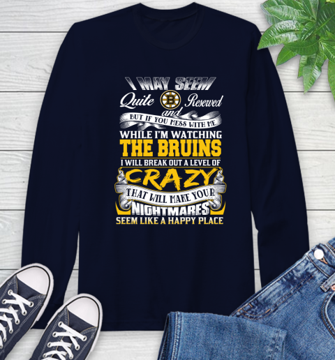 Boston Bruins NHL Hockey Don't Mess With Me While I'm Watching My Team Long Sleeve T-Shirt 3