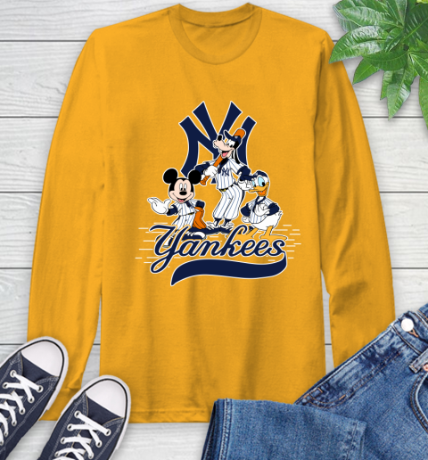 MLB New York Yankees Mickey Mouse Donald Duck Goofy Baseball T Shirt Long Sleeve T-Shirt 2
