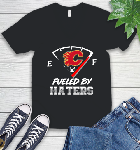 Calgary Flames NHL Hockey Fueled By Haters Sports V-Neck T-Shirt