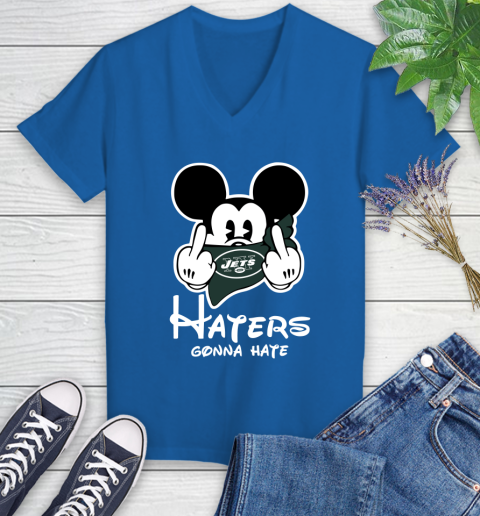 NFL New York Jets Haters Gonna Hate Mickey Mouse Disney Football T Shirt Women's V-Neck T-Shirt 10