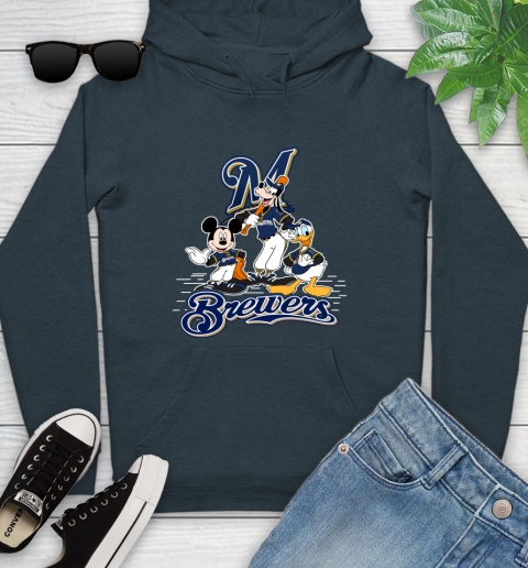 MLB Milwaukee Brewers Mickey Mouse Donald Duck Goofy Baseball T Shirt Youth Hoodie 10