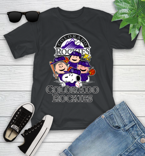 MLB Colorado Rockies Snoopy Charlie Brown Woodstock The Peanuts Movie Baseball T Shirt_000 Youth T-Shirt