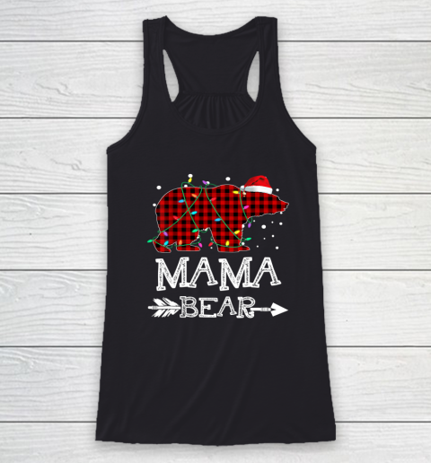 Mama Bear Christmas Pajama Red Plaid Leopard Racerback Tank